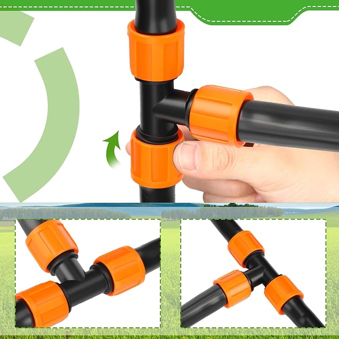 Tujoe 50 Pcs Drip Irrigation Tee Fittings 5/8 Inch Universal Tee Connector Drip Tubing Fittings Barbed Compatible with Most 16-17 mm Garden Hose Tubing Sprinkler Systems
