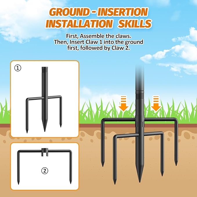 Aredy 6 Pack String Light Poles - 10FT Light Poles for Outside with Fork Base, Outdoor String Light Poles, Durable Poles for String Lights in Backyard, Deck, Garden, Wedding Events