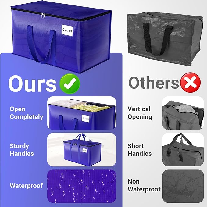 FabSpace 10 Pack Moving Storage Bags Heavy-Duty with Zippers for Clothes
