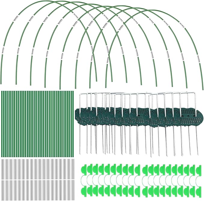 40 Pcs Greenhouse Hoops Kit, Gardening Grow Tunnel Hoops for Raised Bed Rust-Free Coated Fiberglass Garden Support Hoops Frame, Plant Supports Garden Stakes for Garden Plant Shade Cloth Row (40PCS)