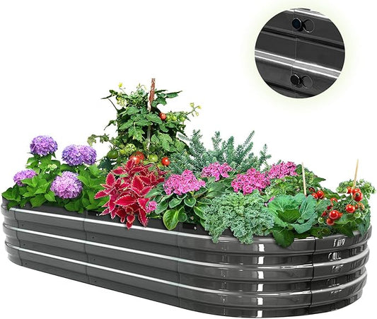 KING BIRD Raised Garden Bed Kit 2025 Upgraded Quick-Setup Galvanized Planter Garden Box Outdoor for Gardening, Vegetables, Flowers, 74x36x12 in, Dark Grey