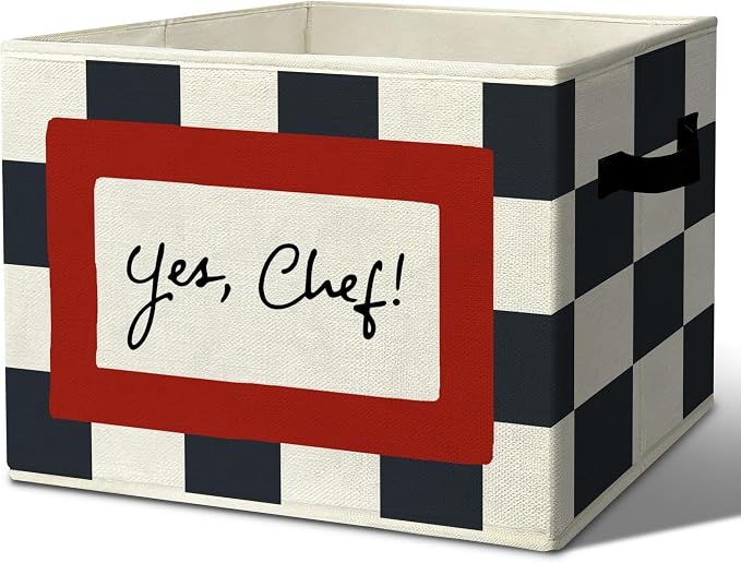 Cooking Playroom Chef Slogan Storage Bins Box with Handles Organizer Basket