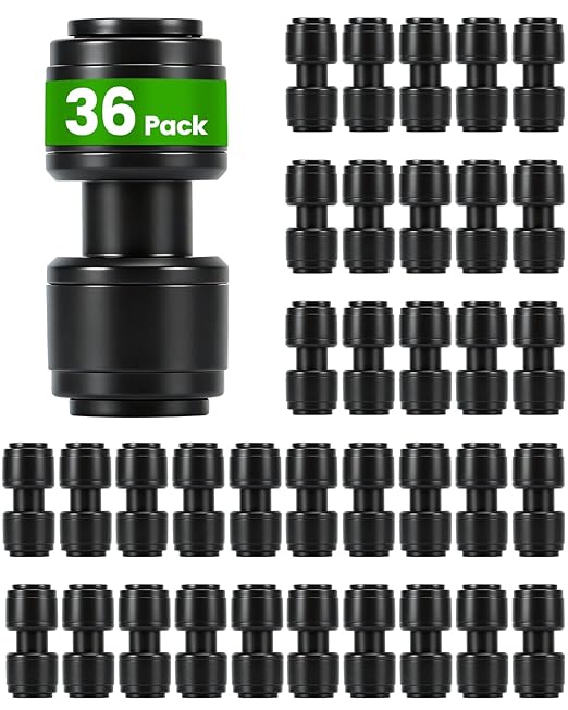 36 Pack Drip Irrigation Parts, Quick Connect 1/4" Straight Couplings for Garden & Farm Irrigation Systems