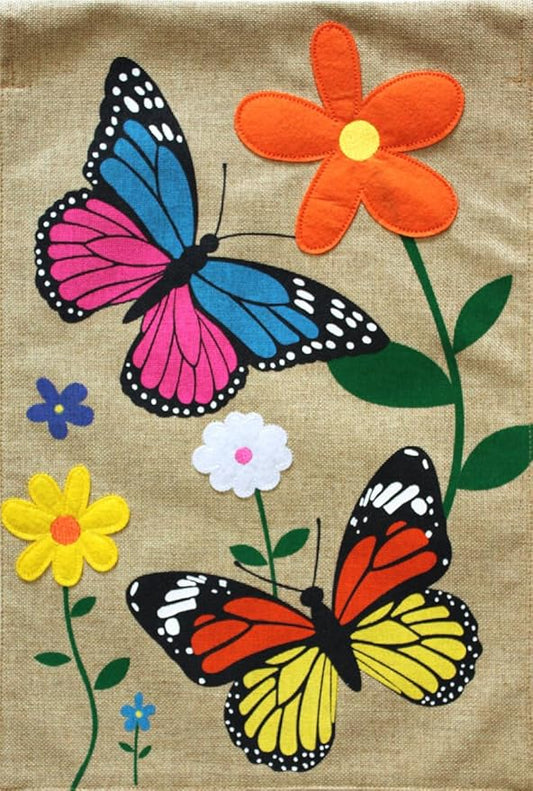 Briarwood Lane Butterfly Dance Burlap Garden Flag