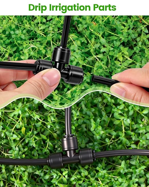 36Pack Drip Irrigation Parts, Quick Connect 1/4" Hose Tee Fittings for Garden, Farm & Greenhouse Irrigation Systems