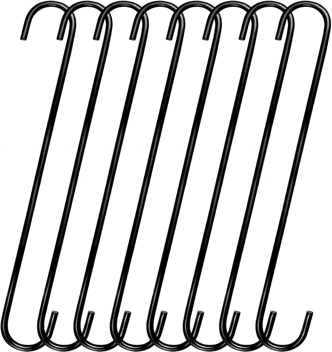 DINGEE 16 inch 8 Pack Extra Large S Hooks Heavy Duty Long S Hook for Hanging Plant, Hooks for Tree Branch,Bird Feeder,Pots and Pans Closet Garden Pergola Indoor Outdoor X-Large Hook