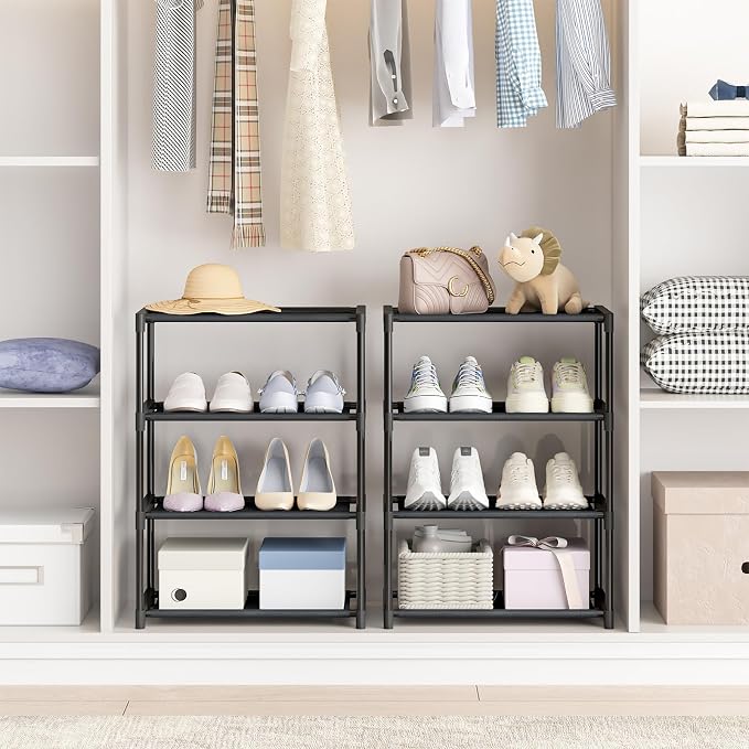 Autonomier 4 Tier Extra Small Shoe Rack (16.3" Wide), Space Saver Shelf