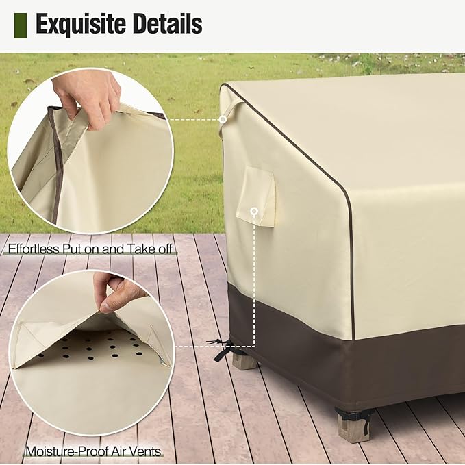 MR. COVER Patio Chair Covers Waterproof, Outdoor Furniture Covers for Rocking Chair, Heavy Duty Anti UV Chair Cover, Fits up to 38"W x 40"D x 34"H, Air Vent and Handles Included, Brown & Khaki, 2 Pack