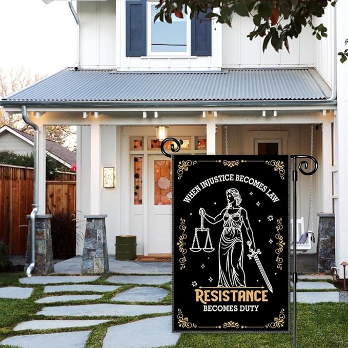 When Injustice Becomes Law Resistance Becomes Duty Garden Flag, Double Sided Yard Outdoor Farmhouse Lawn Porch Decor Banner, Social Justice Equality Sign, Feminist Gifts for Friend Coworker BFF