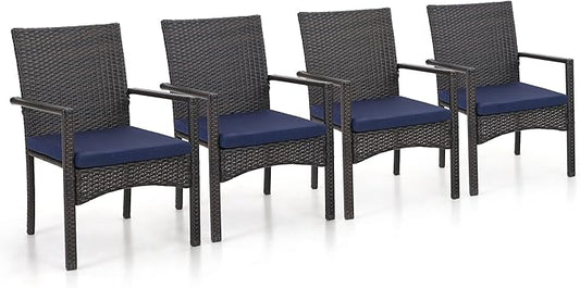 Sophia & William Patio Chairs Set of 4, 4 Pcs Lightweight Rattan Outdoor Dining Chairs, All-Weather Wicker Dining Chairs with Comfortable Seating