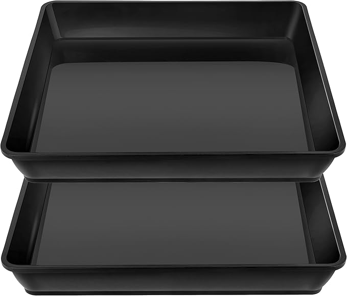 LWALRS Square Plant Saucer 20 22 Inch 2 Pack, Extra Large Plant Saucers, Deep Plant Trays for Pots, Heavy Plastic Water Tray Tor Plants, Planters for Indoors and Outdoors Plants (20 inch Black)