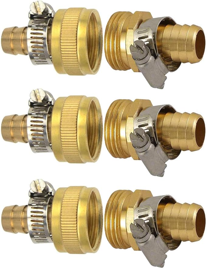 YOUHO Garden Hose Adapter 1/2" Drip Irrigation Tubing to Faucet - Reusable Connector Fittings for Most Rain Bird, Orbit, Dig, Toro 1/2 Tubing x 3/4" GHT Garden Hose Repair kit (3 Set) s