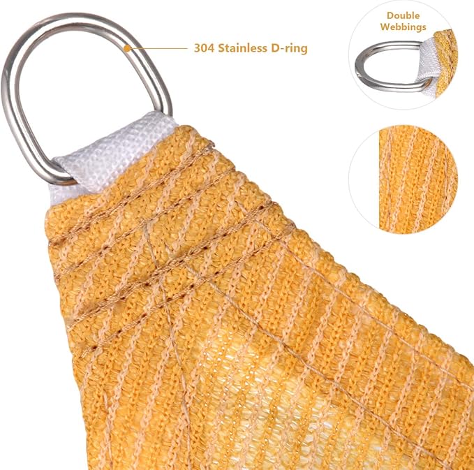 Eden's Decor Straight Flat-Edged Sun Shade Sail Rectangular 6' x 7' Wheat UV-Blocking Outdoor Canopy Fabric Cloth Awning for Pergola Patio Garden Backyard Custom Size