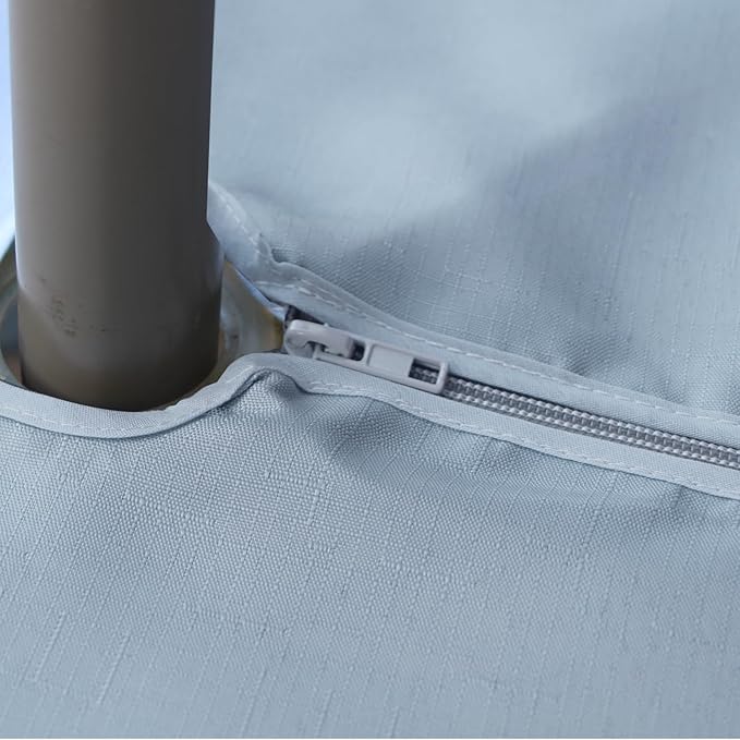 Outdoor Tablecloth Wrinkle-Free Stain Resistant Waterproof Polyester Fabric Table Cover with Zipper Umbrella Hole for Picnic/Party/Dinner/Patio Garden(70inch Round,Zippered,Blue Fog)