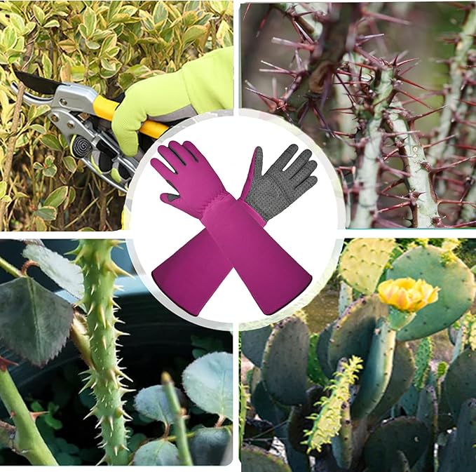 Gardening Gloves, Thorn Protective, Forearm Protection, Yard Work, Pruning, Outdoor Activity, Comfortable (pink, large)
