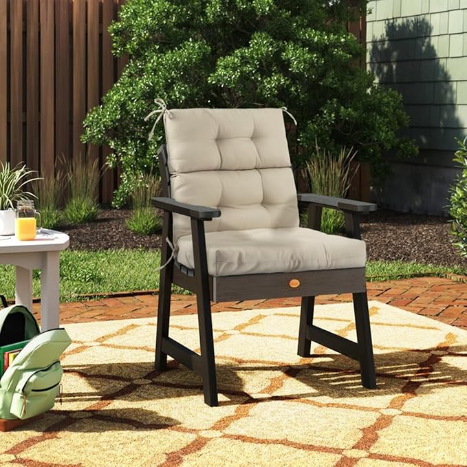 FUNHOME Outdoor High Back Chair Cushions Set of 2,Reversible Lawn Chair Cushion 44 x22 inch,Water Resistant Tufted Adirondack Chair Cushion,for Garden Rocking Chair,Patio Furniture(Antique Beige)