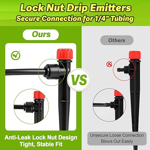 30 Pack Quick Connect Drip Emitters with Stake for 1/4" Irrigation Tubing, Adjustable 360 Degree Water Flow Irrigation Sprayer On 5" Stake Garden Irrigation Dripper for Watering System