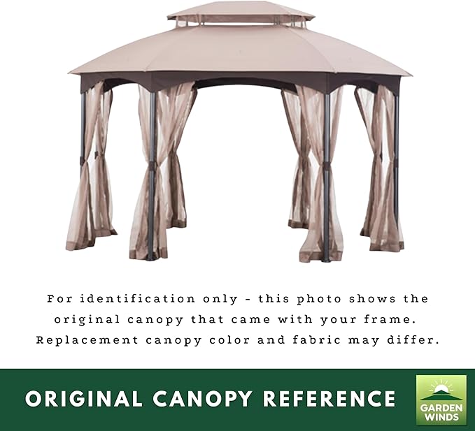 Garden Winds Durable 350 Replacement Canopy Top Compatible with Manhattan 10’ x 12’ Gazebo Model L-GZ1138PST - Beige