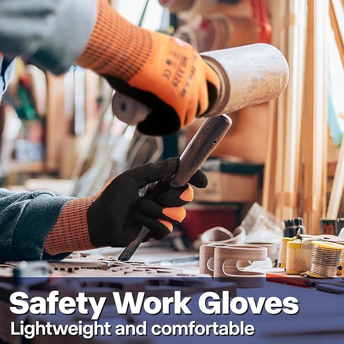 Schwer ProGuard Highest Level Cut Resistant Work Gloves PR3326 for Extreme Protection, ANSI A9 Cut Gloves with Reinforced Thumb, Non Slip, Durable, Touch-screen, Orange 2 Pairs（M）