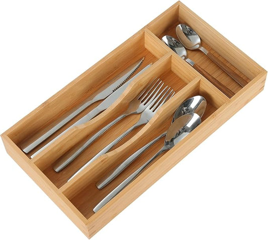 Bamboo Kitchen Drawer Organizer,7 Inch Silverware Utensil Holder Small