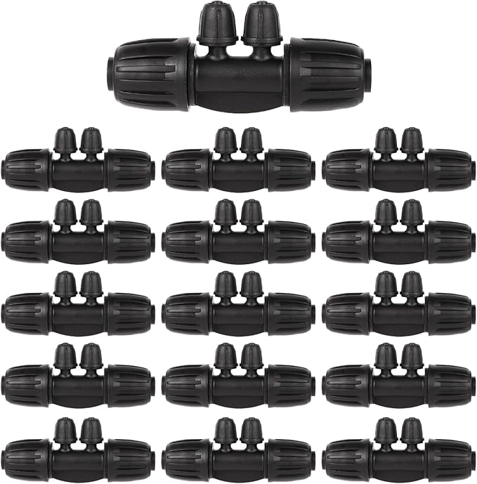1/2 Inch to 1/4 Inch Tubing Irrigation Fittings for (1/2'' ID x 0.60''-0.63'' OD) 16mm Drip Tubing,Locked Barbed Tee Connectors (20 Pcs Barbed Tee 4-Way)
