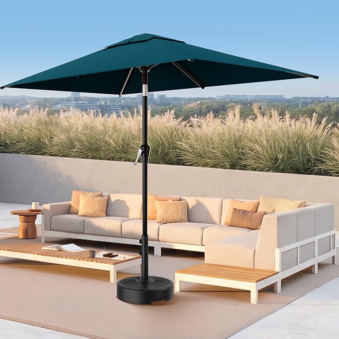 AreShark 6.5' x 10' Rectangular Patio Umbrellas for Outdoor, Outdoor Table Umbrella, Large Outdoor Patio Umbrellas with 6 Sturdy Ribs for Pool, Garden, Deck & Market (Lake Blue)
