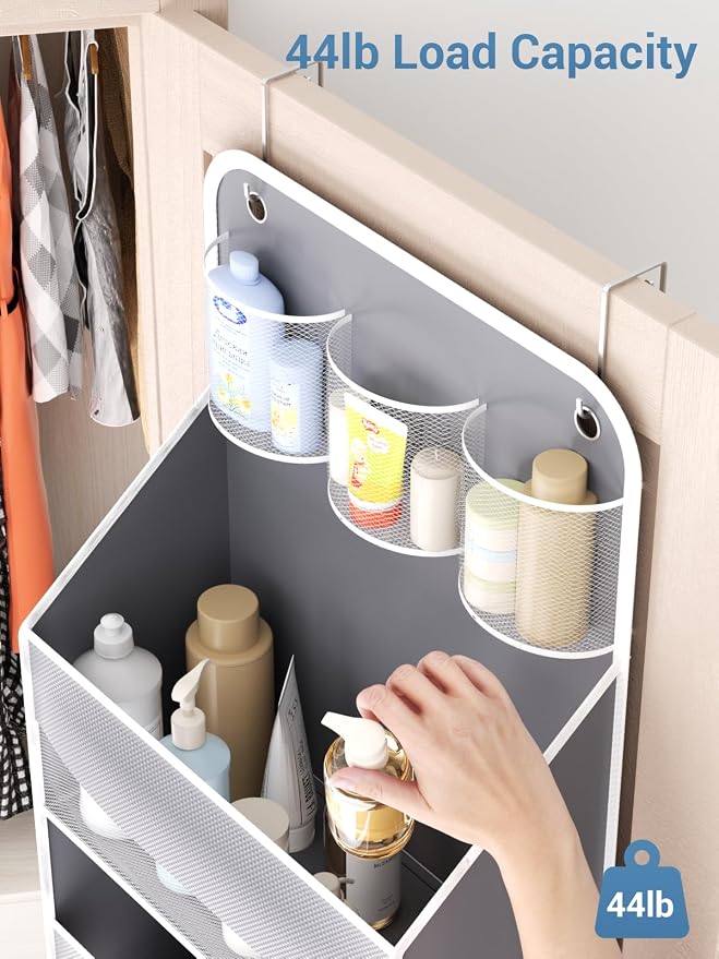 Over Door Hanging Organizer, 5 Tier 44 lb Load Behind Door Storage Bag