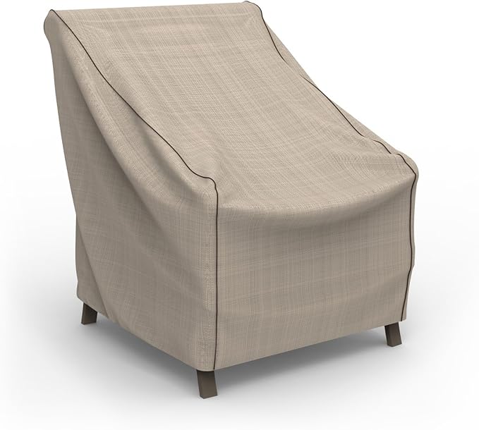 Budge P1A02PM1 English Garden Patio Chair Cover Heavy Duty and Waterproof, Extra Small, Tan Tweed