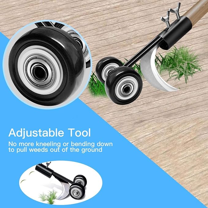 Beita Stand Up Weeding Tool with Wheels, Garden Patio Lawn Driveways Weeds