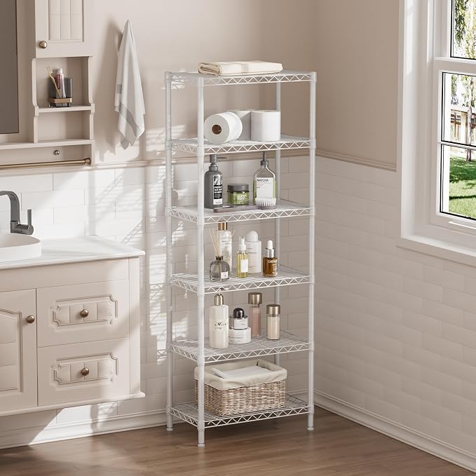 SINGAYE 6 Metal Shelves Wire Shelving Storage Shelf Adjustable Unit Pantry