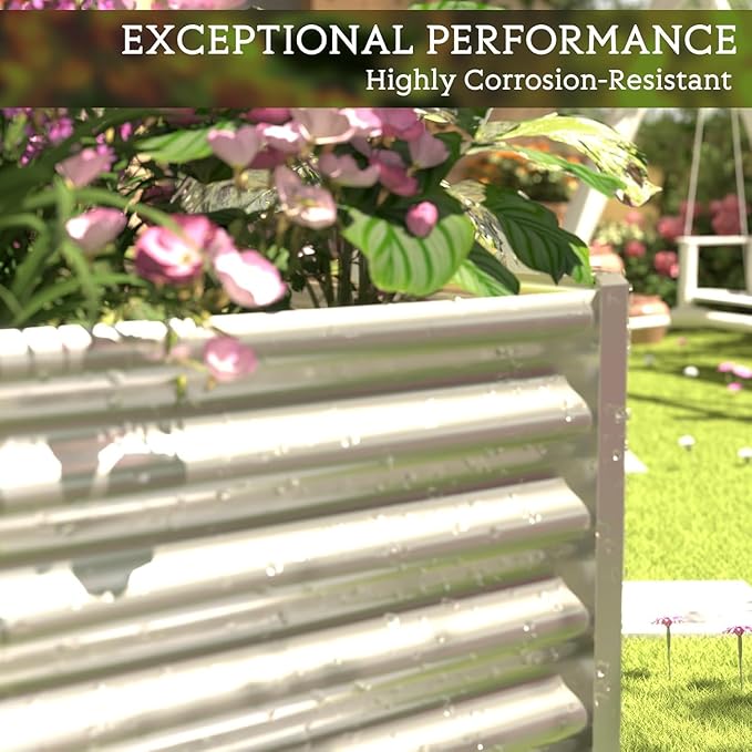 3pcs 8x4ft Galvanized Raised Garden Bed Outdoor,Above Ground Garden Bed for Vegetable,Metal Raised Beds for Flower,Steel Raised Beds for Gardening