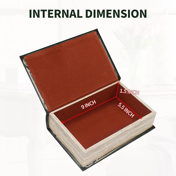 Fake Book Box Decorative Storage Box Faux Wood | Book Box with Magnetic Cover for Storage Jewelry,Photos, Greeting Cards,Remotes,Literary Work Pattern M Size Box