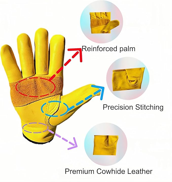 Gardening Gloves for Rose and Cactus Handling,Cow Leather Garden Gloves Thorn Proof,Gardening Gifts for Womens/Mens