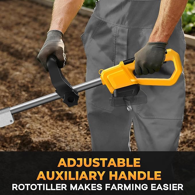 Cordless Tiller Cultivator for Dewalt 20v Max Battery, 360RPM Electric Tiller for Gardening, 11.8in Tilling Width ＆ 8.6in Depth, Battery Powered Tiller for Lawn/Soil Cultivation (Battery Not Included)