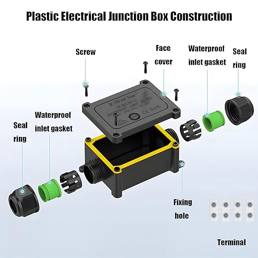 2 PCS IP68 Waterproof Junction Box Outdoor, 2 Way Electrical Enclosure, 2 Port Outdoor Cable Connector for Landscape/Garden/Holiday Lights (Halloween Christmas)