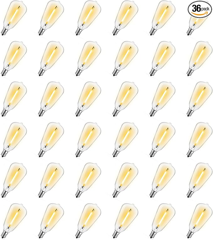 GvvooHome 36 Pack LED ST38 Replacement Bulbs, 1 Watt E12 LED Bulb 2700K Warm White, Vintage Dimmable Shatterproof Bulbs for Indoor Outdoor Patio Garden String Lights, Dimmable