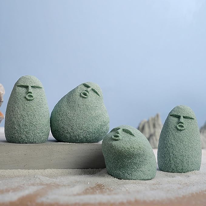 Cute Stone Primitive Man Figurine: Funny Stoneman Statue for Outdoor Decor, Carving Face Garden Home Decoration Fish Tank Ornament - Stone Man A