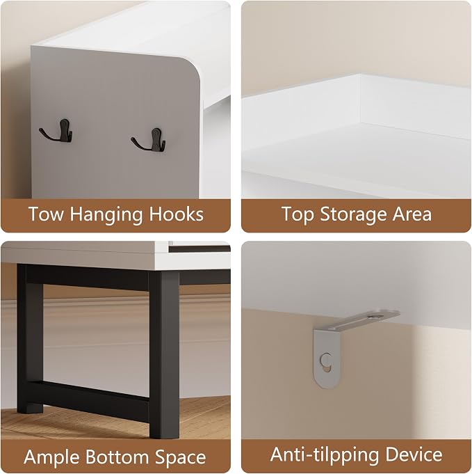Xixini Shoe Storage Cabinet with 2 Flip Drawers, Entryway Shoe Rack, White