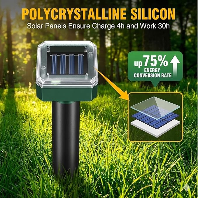 Mole Repellent 10 Packs Solar PoweredSnake Repellent Ultrasonic Vole Snake Repeller for Lawns and Yards Waterproof Outdoor Gopher Repeller Effective for Garden