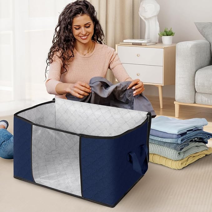 Fab totes 8 Pack Storage Bags for Clothes Blanket Storage Bins with Lids