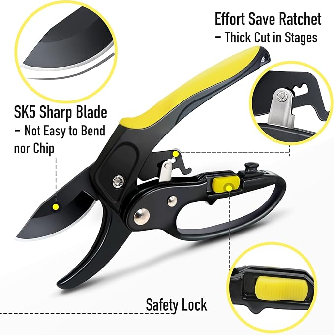Jardineer Pruning Shears for Gardening Heavy Duty, Sharp Garden Clippers Handheld, Hand Pruners for Gardening Less Effort