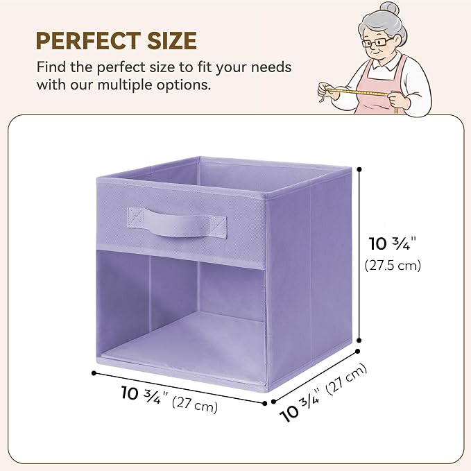 GRANNY SAYS 11x11 Storage Cube, Fabric Storage Bins, Rainbow, 6-Pack