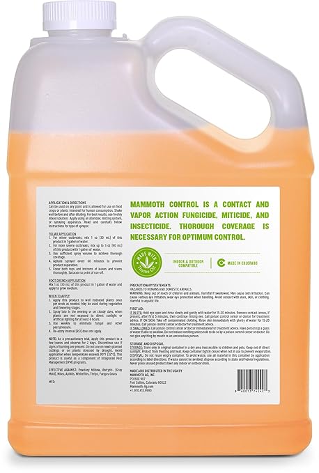 Mammoth Control - Concentrated Miticide, Fungicide and Insecticide - Made with Thyme Oil (1 Gallon)
