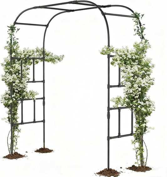SUNYRISY Garden Arch Trellis for Climbing Plants Outdoor, 87" x 79" x 16" Metal Core Tall Archway Tunnel Plant Support for Cucumber Tomato Vine Flowers Vegetables Climbing Plants