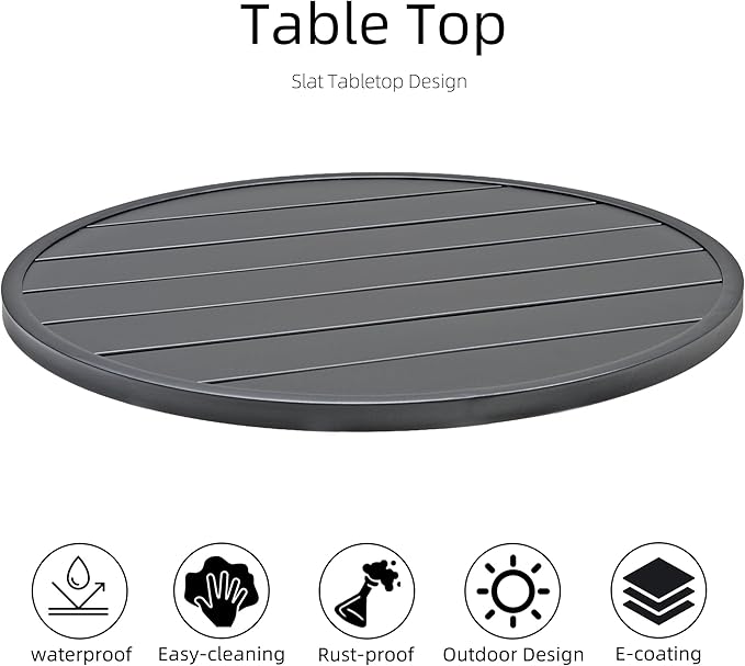 Anmutig Metal Small Outdoor Patio Round Dining Table with Weather-Resistant - 27.5" Black