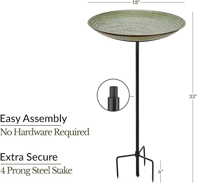 Good Directions Blue Verde Bird Bath on Garden Pole 18"