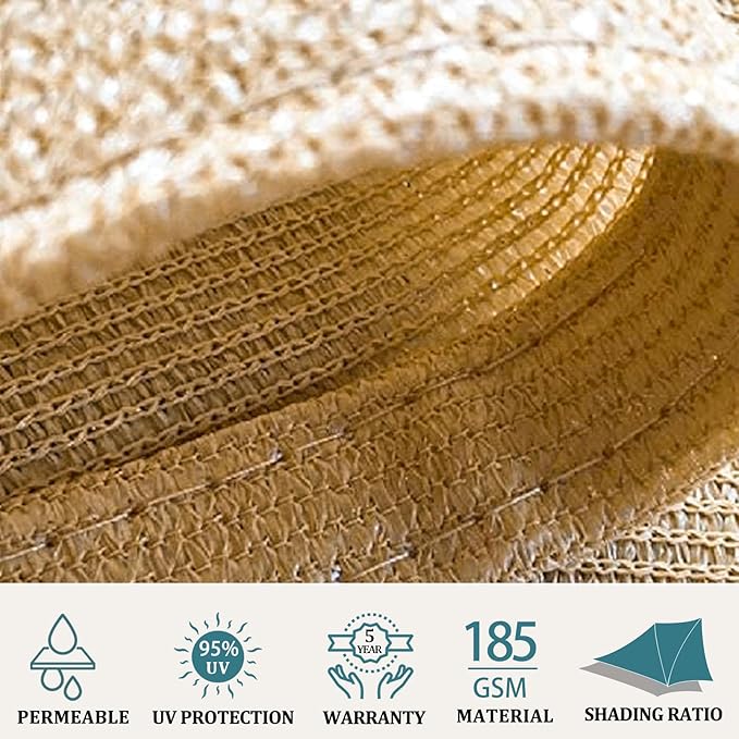 Shade&Beyond Custom 16'x18' Sun Shade Sail Canopy Rectangle UV Block Breathable Curved Sunshade for Backyard Yard Deck Outdoor Facility and Activities, Sand (We Make Custom Size)