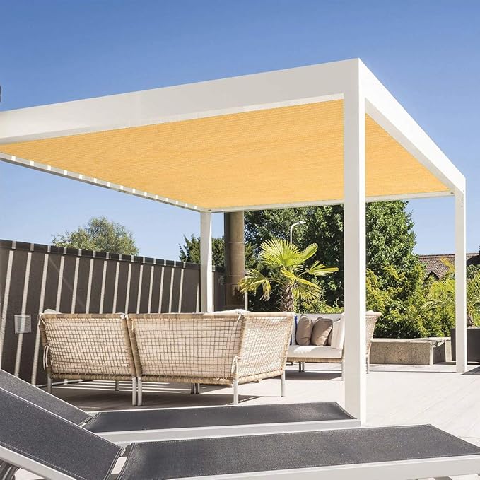 Eden's Decor Straight Flat-Edged Sun Shade Sail Rectangular 5' x 19' Wheat UV-Blocking Outdoor Canopy Fabric Cloth Awning for Pergola Patio Garden Backyard Custom Size