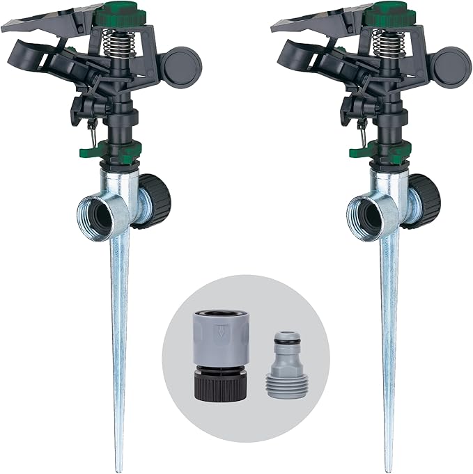 Melnor 65176AMZ Pulsating Sprinkler Dual Pack with Metal Spike
