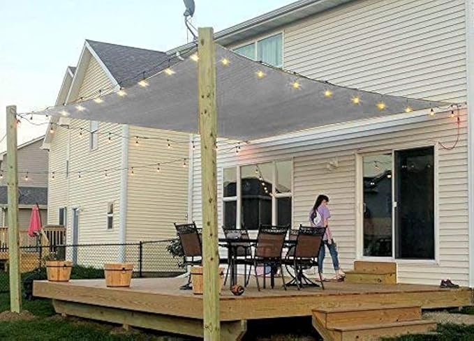 Sun Shade Sail Canopy, Patio Shade Cloth Outdoor Cover - Sunshade Fabric Awning Shelter for Pergola Backyard Garden Carport (Grey, 6' x 10' Rectangle)